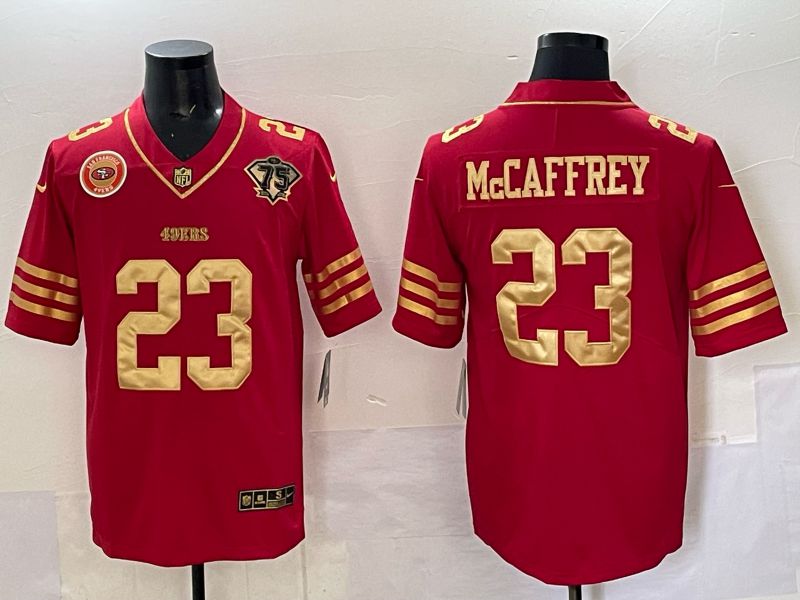 Men San Francisco 49ers #23 Mccafrey Red 75th Nike Limited NFL 2025 Jersey style 09